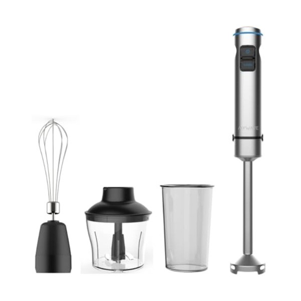 My Wave - Mixeur Plongeant - Pour Liquides et Solides - Puissance de 1 500W - Contrôle de Vitesse + Turbo - Lumière LED - Tig