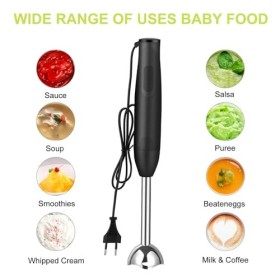 Mixeur Plongeant, Mixer Plongeur 400W, pour les Aliments pour Bébés, Les Smoothies, Les Sauces et les Soupes Noir 