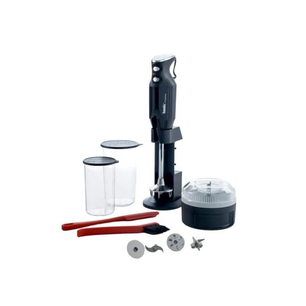 bamix Set mixeur plongeant M350 MAXX avec support, 2 gobelets, 4 accessoires, processeur, spatule, brosse de nettoyage, 350 w