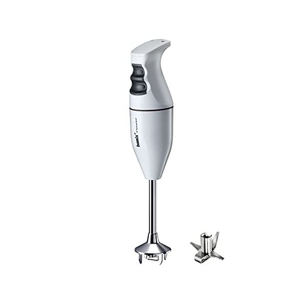 bamix Set avec mixeur plongeant EO140 CLASSIC avec couteau étoile en inox, 140 W, 2 vitesses, Fabriqué en Suisse, Blanc/Noir