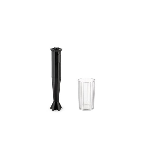 Alessi Plissé MDL10 B - Mixeur Plongeant Design avec Verre Gradué, Résine Thermoplastique, Prise Européenne 500W, Noir