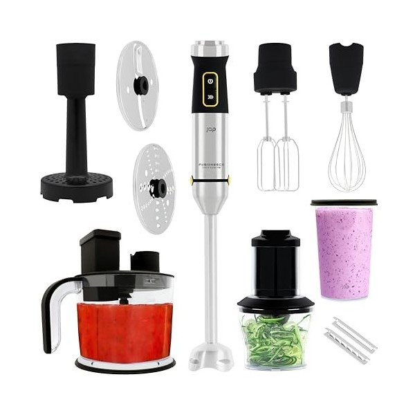 Mixeur Plongeant ForceBlend F3 - Robot de Cuisine - Mélangeur Haute Performance 1500 Watts - Spiraliseur avec 2 Lames - Pied 