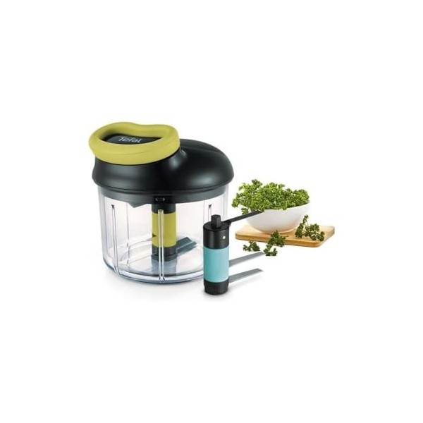 Tefal K1321224 Hachoir Manuel 5 Seconds Engineering, Lame Glace Pilée, Noir, Vert, Transparent