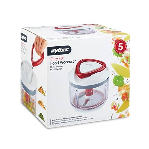 Zyliss E910015 Easy Pull Hachoir Manuel, 750ml, 3 Lames en acier inoxydable, Hacher, Découper, Mixer, Légumes, Viandes, Noix,