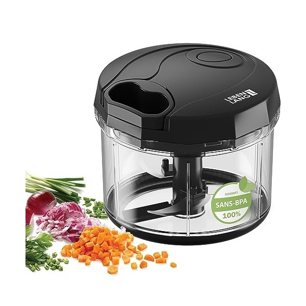 LEBENLANG Hachoir Manuel a ficelle - Mixeur Manuel 100% sans BPA I Coupe Oignon Manuel & Hache ail I hachoir a main achoire c