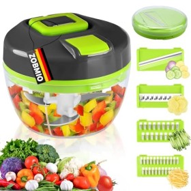 ZOBMIO Hachoir Manuel 550ML, Mixeur Manuel, Mini Hachoir Manuel, Coupe Oignon Manuel, Hachoir Oignon avec Acier Inoxydable 3 