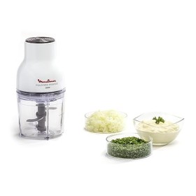 Moulinex Hachoir électrique, 400 ml, 300 W, 4 lames, Fonctions 3-en-1, Emince, Hache, Mixe, Système de pression simple, Mouli