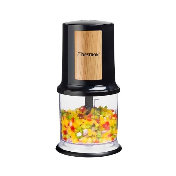 Bestron hachoir électrique, mini hachoir idéal pour les légumes, les oignons, Deux lames de coupe & capacité de 500 ml, Coleu