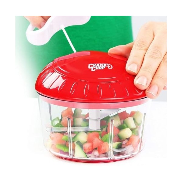 Crank Chop Hachoir et Processeur Original - Chop dés Purée Légumes Oignons Tomates Viandes ail et Noix en Quelques Secondes p
