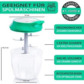 freegreen® GERMANY Coupe-légumes multi-hachoir 940 ml I Coupe-oignons I Hachoir universel I Coupe-légumes I Coupe-légumes I I