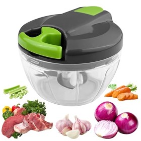 Ghazpmuk Mini Hachoir Manuel Cuisine, 520 ml Coupe Oignon Manuel avec Cordon de Tirage, Mixeur Manuel avec 3 Lames en Acier I