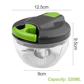Ghazpmuk Mini Hachoir Manuel Cuisine, 520 ml Coupe Oignon Manuel avec Cordon de Tirage, Mixeur Manuel avec 3 Lames en Acier I