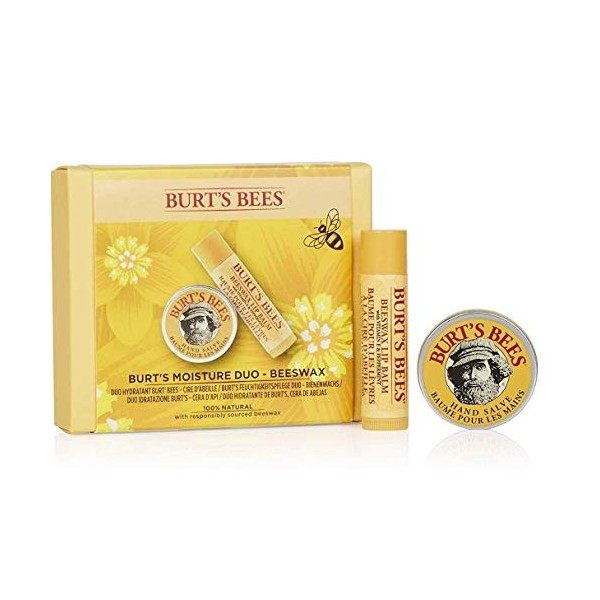 Burts Bees Coffret Cadeau Duo De Soins Hydratants - 1 Baume À Lèvres Cire D’Abeille D’Origine 100 % Naturelle 4,25 G Et 1 