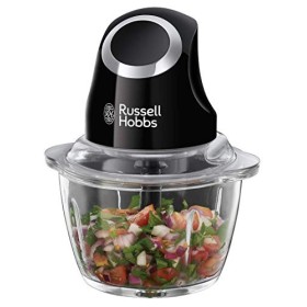Russell Hobbs Mini Hachoir Electrique [Facile à Utiliser] Noir mat 500ml,Fonction 1 bouton, Blender universel Légumes fruits