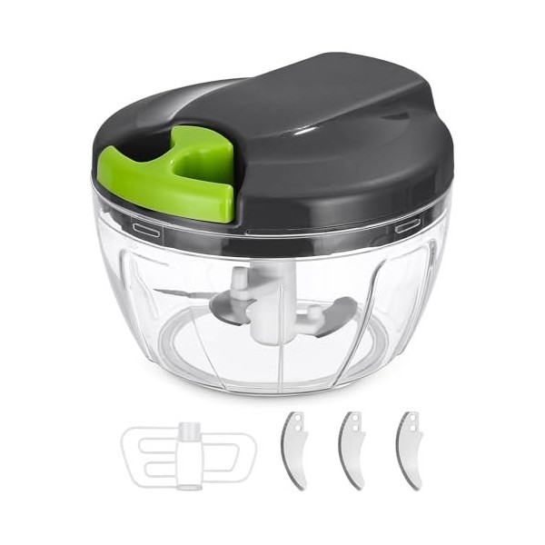 Hachoir Oignon Manuel,520ml Hachoir Manuel & Mixeur Manuel,Hacher les Oignons Achoire Manuelle,Coupe ail,pour Oignon, dail, 