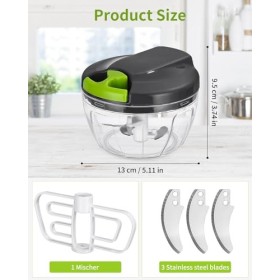 Hachoir Oignon Manuel,520ml Hachoir Manuel & Mixeur Manuel,Hacher les Oignons Achoire Manuelle,Coupe ail,pour Oignon, dail, 