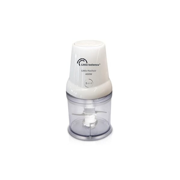 LITTLE BALANCE 8586 Little Hachoir, Hachoir électrique, Mini mixeur, Bol 500 ml, 4 lames inox, 400 W, Blanc