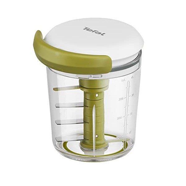 Tefal 5 Second Chopper Shaker K16441-5 secondes, hachoir manuel de 450 ml, hachoir grossier, moyen et fin, lames en acier ino