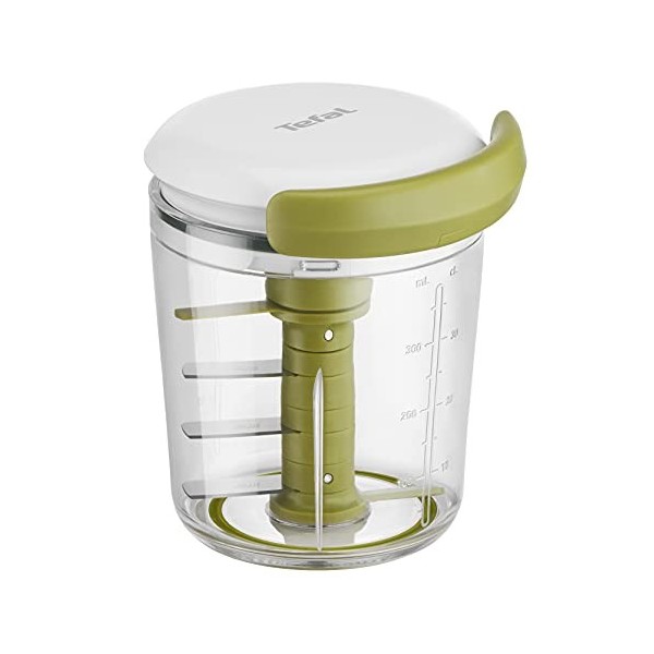 Tefal 5 Second Chopper Shaker K16441-5 secondes, hachoir manuel de 450 ml, hachoir grossier, moyen et fin, lames en acier ino