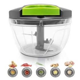 Dunkwckore 520 ml Mini Hachoir Manuel, Coupe Oignon Manuel avec 3 Lames en Acier Inoxydable, Mixeur Manuel, Hachoir Oignon, H