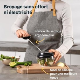 SILBERTHAL Mini Hachoir Manuel En Inox - 5 secondes - Avec Couvercle Et Racloir - Mixeur Coupe Oignons, Ail, Herbes