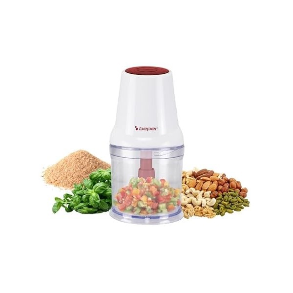 BEPER P102ROB010 Robot de cuisine à deux lames, 400W, Récipient en plastique de 500 ml, Lames en acier inoxydable pour un hac