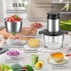 Becontrip Hachoir Électrique 2L Avec Bol Verre & Acier Inox,Hachoir a Viande 500W, 2 Niveaux de Vitesse,Mixeur Hachoir Avec 4