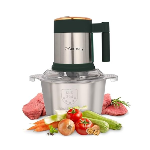 Cookerfy Hachoir alimentaire avec poignée ergonomique – Mini hachoir durable avec 2 niveaux de hachage – Mini hachoir petit r