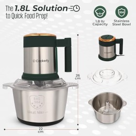 Cookerfy Hachoir alimentaire avec poignée ergonomique – Mini hachoir durable avec 2 niveaux de hachage – Mini hachoir petit r