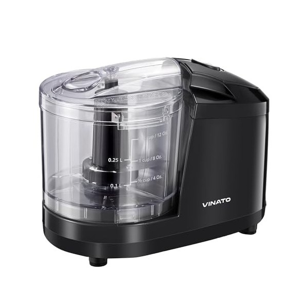 VINATO Hachoir électrique, Mini Hachoir Electrique Multi-usages avec 2 lames en Acier Inoxydable, 2 Vitesses, Hachoir pour Ha