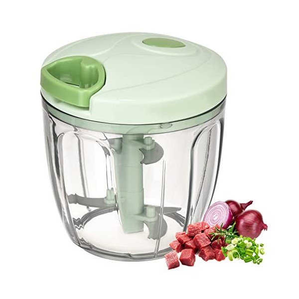 Mini Hachoir Manuel,Hachoir À Oignons Avec 3 Lames Acier Inoxydable,Hachoir À Légumes Avec Mixeur Manuel,Coupe Multifonctions