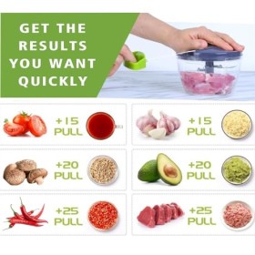 STAWINM Hachoir manuel multifonction 520 ml avec cordon de traction pour trancher les légumes, broyeur de nourriture manuel d
