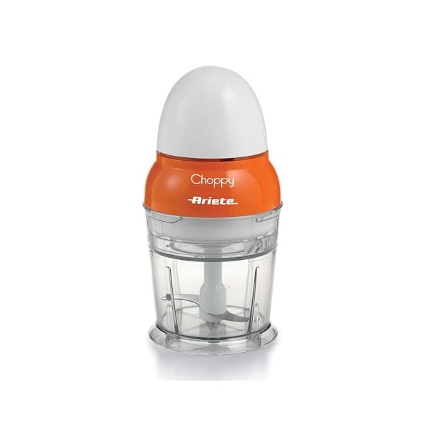 Ariete 1836 Choppy, hachoir, 160 W, capacité 250 ml, lames en acier inoxydable, fonction pulsée, orange, 10,5 x 10,5 x 20 cm