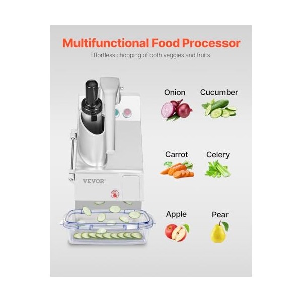 VEVOR Robot culinaire multifonction, 2 trous dalimentation, hachoir à légumes en acier inoxydable de qualité alimentaire, 55