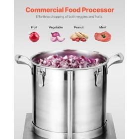 VEVOR Robot Culinaire et Hachoir à Légumes 15 L, Robot Multifonction en Acier Inoxydable de Qualité Alimentaire, avec 2 Lames