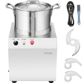 VEVOR Robot Culinaire et Hachoir à Légumes 6 L, Robot Multifonction en Acier Inoxydable de Qualité Alimentaire, avec 2 Lames 