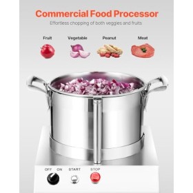 VEVOR Robot Culinaire et Hachoir à Légumes 6 L, Robot Multifonction en Acier Inoxydable de Qualité Alimentaire, avec 2 Lames 