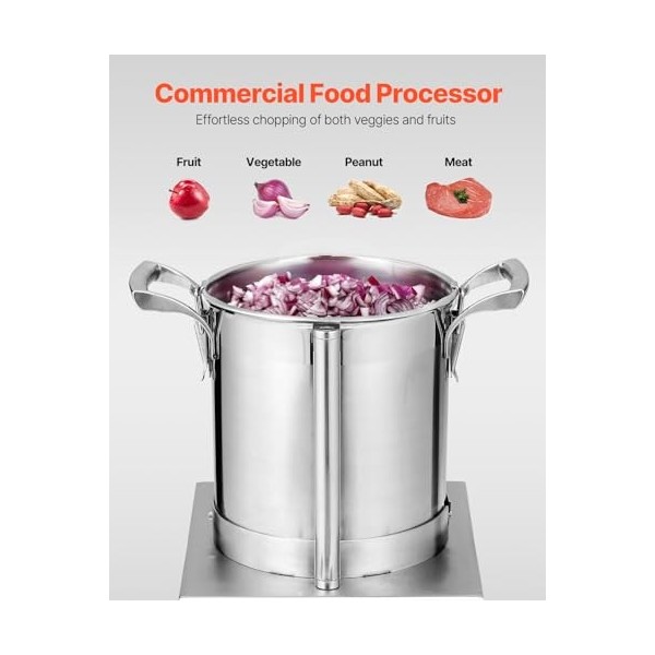 VEVOR Robot Culinaire et Hachoir à Légumes 4 L, Robot Multifonction en Acier Inoxydable de Qualité Alimentaire, avec 2 Lames 