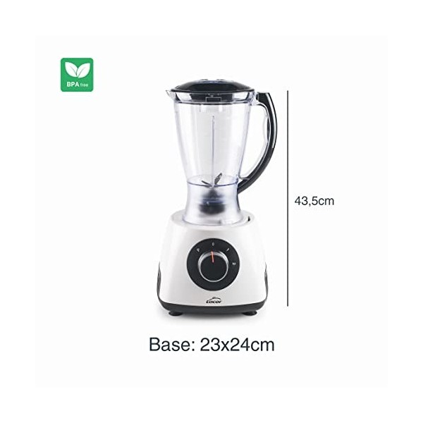 Lacor - 69579 - Processeur alimentaire MultiGenius 100% sans BPA, multiples fonctions, vitesse variable, 8 accessoires hautes