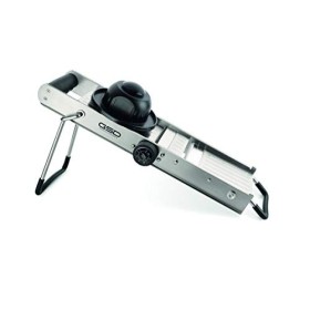 GSD Mandoline professionnelle, acier inoxydable/plastique argenté, avec support ergonomique et pieds en caoutchouc, dimension
