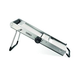GSD Mandoline professionnelle, acier inoxydable/plastique argenté, avec support ergonomique et pieds en caoutchouc, dimension