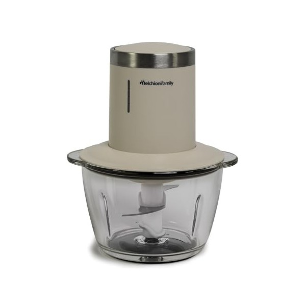 Melchioni Family | Wiederaufladbarer kabelloser elektrischer Zerkleinerer, 1,2 Liter Glasbehälterkapazität, zweischichtige Kl