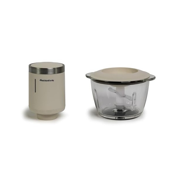 Melchioni Family | Wiederaufladbarer kabelloser elektrischer Zerkleinerer, 1,2 Liter Glasbehälterkapazität, zweischichtige Kl