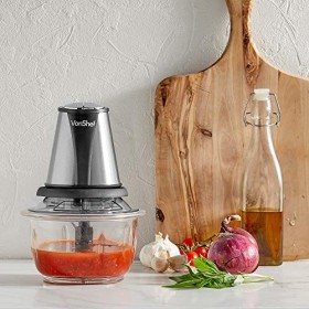 VonShef Mini Hachoir Broyeur Électrique 400W — Moulinette avec Moteur Puissant et 2 Vitesses pour Émulsionner — 1,2 litre Bol