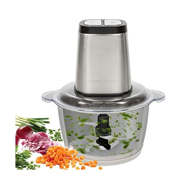 ProfiCook® Mini-hachoir | électrique | fonction Ice Crush incluse | coupe-légumes | récipient en acier inoxydable de 1,7L | m
