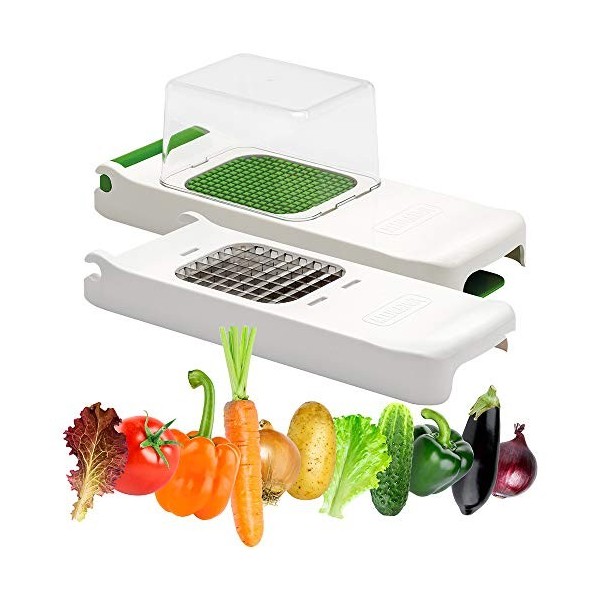 ALLIGATOR 3008 - Hachoir Multifonction 2 en 1 - Coupe Légumes - Coupe Frites - 2 Lames Interchangeables - 6x6 mm et 12x12 mm 