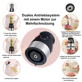 500W Portable Personal Blender Mixer Robot Culinaire Avec Chopper Bowl 600ml Juicer Bouteille Hachoir À Viande 100Ml meulage 