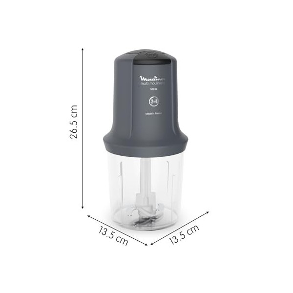 Moulinex Multi Moulinette Hachoir électrique, 500 W, Capacité utile 500 ml, 2 vitesses, Intuitif, Émince, Hache, Mixe, Access