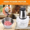 Robot de cuisine électrique de qualité supérieure - Mini hachoir pour viande, légumes avec bol en acier inoxydable et verre, 