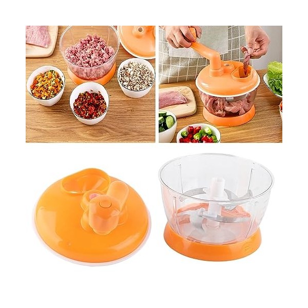 Hachoir manuel, mixeur manuel, broyeur manuel de légumes, petit broyeur de légumes portable en acier inoxydable de qualité al